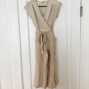 Taupe belted jumpsuit